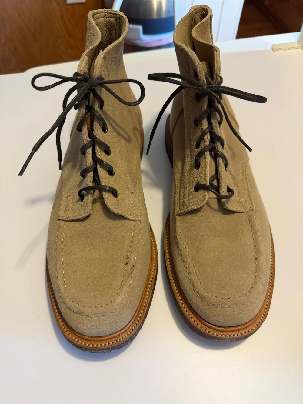 Todd Snyder Men's Tan Suede Lace-Up Moc Toe Boots Sz 12.5. New/Scuffs. Bag8